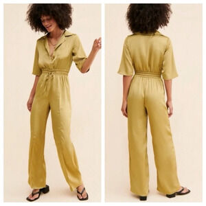 4th + Reckless Bethan Satin Coveralls Olive 33604